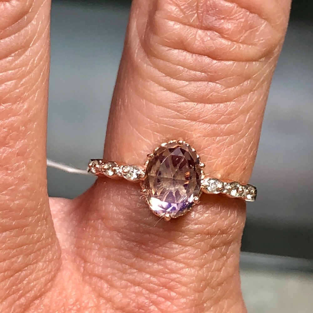 14k Rose Gold 1 Carat Moonstone Diamond Ring - Picture 4 of 9